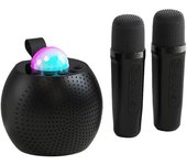 Mini micrófono inalámbrico y altavoz para máquina de karaoke con 2 micrófonos, regalo para fiesta de cumpleaños negro