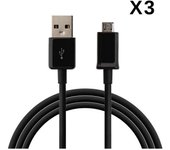 Cable para Samsung Galaxy Tab A 8.0 2019 - Cable Micro USB Negro de 1 Metro [Lote de 3] Phonillico®