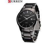 CURREN Reloj de Pulsera Vintage Placa de Esfera Simple Reloj de Acero Inoxidable Impermeable Diario con Calendario