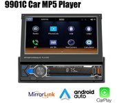 9901C Radio inalámbrica para coche de 7 pulgadas CarPlay y Android estéreo para coche Bluetooth 5,1 Radio FM reproductor MP5 7 Inch with carplay negro