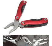 Alicates multiherramienta de supervivencia al aire libre, compacto, portátil, de acero inoxidable, con bolsa rojo