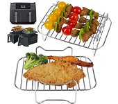 Bandeja de rejilla de acero inoxidable para freidora de aire y rejillas para cocinar al vapor Herramientas para freidoras de aire Bandeja para hornear Parrilla para barbacoa Accesorios para hornear Herramientas de cocina
