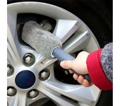 Cepillo de limpieza para coche, cepillo portátil de microfibra para lavar llantas y neumáticos, herramienta para accesorios de coche, motocicleta y neumáticos. gris