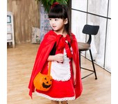 Vestido de princesa de Halloween con capa y canasta, disfraz de Caperucita Roja, vestido para actuaciones de Halloween 130cm