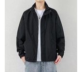 Chaqueta de hombre con solapa, manga larga, cremallera y bolsillos, estilo informal, estilo urbano M negro