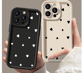 Funda de teléfono con patrón de corazones pequeños para iPhone 16 Pro Max 15 14 Plus 13 Pro 12 11 X XS XR 8 7, linda funda de TPU suave con protección de lente a prueba de golpes iPhone X / XS blanco