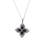Colgante de diamante negro K18, collar con colgante de diamante en oro blanco de 18 quilates, caja de 18 quilates, bonita cinta blanca [Atelier Rametto] 0,5 (Oro de 18 quilates, 0,4)