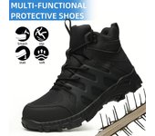 Zapatos de seguridad para exteriores, botas de trabajo, zapatos con punta de acero, para hombres, a prueba de perforaciones, antigolpes, indestructibles, botas de desierto, antiescaldaduras 40 negro