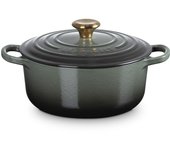Olla de esmalte fundido Le Creuset Signature Cocotte Ronde de 20 cm, compatible con horno a gas IH Time Green, japonesa [producto autorizado]