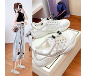 Zapatillas de deporte de malla con plataforma de verano para mujer, transpirables, antideslizantes, zapatos para correr, caminar, informales, ligeras, con cordones, zapatillas de deporte con recortes gruesos, sandalias deportivas para mujer 35 beige