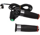 1 par de empuñaduras de acelerador para bicicleta eléctrica, 4 luces, manillar acelerador de doble círculo con pantalla de potencia para