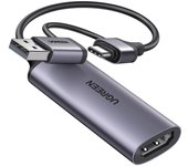 Placa de captura HDMI UGREEN 1080P 60FPS 4K Entrada de captura de video 2 en 1 USB Tipo C Thunderbolt 4 Pequeña y liviana Transmisión en vivo de juegos Grabación de video en vivo