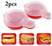 2 uds cocina de huevos creativa antiadherente microondas cazador furtivo de huevos con tapa para Cocina One Size rojo