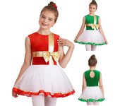 Disfraz de baile de Navidad para niñas, vestido de tutú con lazo y lentejuelas, vestido de Ballet para actuación de fiesta, patinaje artístico 3-4 Years verde