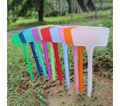 10 piezas/juego de etiquetas para plantas, diseño de inserción a prueba de agua, etiquetas de plástico en forma de T de color sólido para jardinería 10