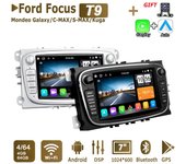 Radio con GPS para coche, reproductor multimedia con Android, 2 Din, Carplay, WiFi, 4 GB + 64 GB, para Ford Focus, Mondeo, C-MAX, S-MAX, Galaxy II, Kuga 2+32GB negro