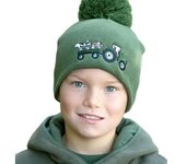 Gorro con pompón de la colección infantil de la granja de Little Knight One Size verde oliva oscuro