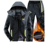 Conjunto de ropa deportiva para hombre, chándales, conjuntos de 2 piezas, ropa de calle, otoño e invierno L negro