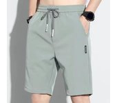 Pantalones cortos informales de verano para hombre, pantalones cortos elásticos con cordón en la cintura, pantalones cortos de pierna ancha rectos con diseño de bolsillos, pantalones cortos deportivos de seda helada de Color sólido L verde claro