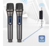Micrófono inalámbrico UHF Micrófono dinámico de mano dual Micrófono de karaoke con receptor para bodas, fiestas, discursos, iglesias, clubes de rendimiento