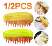 Cepillo de vapor para gatos, cepillo eléctrico para pelo de gato, cepillo de vapor 3 en 1 para perros, para masajes, aseo de mascotas, eliminación de pelos enredados y sueltos verde