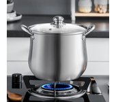 Olla grande de acero inoxidable de 1 pieza: ideal para sopas, guisos y más. Duradera y fácil de limpiar. Un utensilio esencial para la cocina.