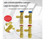 Válvula de seguridad líquida R410A R22 Refrigerante de aire acondicionado Adaptador de seguridad de 1/4  Reparación de aire acondicionado