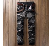 Jeans Pantalones de cuatro colores para hombre Vaqueros retro desgastados de pierna recta 29 negro