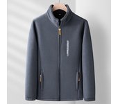 Chaqueta tipo cárdigan con cuello alto y manga larga para hombre, con forro polar, de color liso, con cremallera y tapeta, para uso diario XL azul