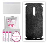 apgo Protective Skin Sticker for the back+sides compatible with OnePlus 8, Full Wrap Film, Foil, Vinyl - Pattern Black Leather