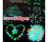 25/100/300 piezas Decoración de jardín Piedras luminosas que brillan en la oscuridad Guijarros decorativos Decoración de peceras al aire libre Piedras de guijarros Acuario Mezcla de colores 25PCS azul