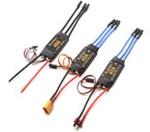 Controlador electrónico de velocidad ESC 2-4S sin escobillas 40A, enchufe XT60 con cabezal Banana de 5V 3A BEC 3,5 MM para XT60 plug azul del lago