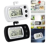 Termómetro para frigorífico con gancho antihumedad, para frigorífico y congelador, pantalla LCD eléctrica, termómetro digital, monitor de temperatura blanco