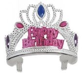 Unique Party Tiara de feliz cumpleaños con piedras preciosas sintéticas One Size