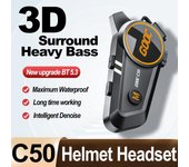 Intercomunicador Bluetooth para casco de motocicleta BT5.3, intercomunicador inalámbrico de 300 m, altavoz, auricular, sonido envolvente 3D, estéreo, llamadas manos libres 1PC Hard Mic