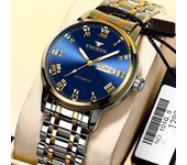 Reloj azul para hombre, nuevo reloj deportivo resistente al agua con correa de acero inoxidable, reloj luminoso de cuarzo a la moda, marca superior, reloj de negocios para hombre azul