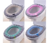 Asiento de inodoro, asiento blando, cojín para asiento de inodoro, portátil, retráctil, lavable, funda de asiento de inodoro de punto en forma de O color rosa
