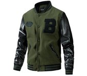 Nueva chaqueta de otoño para hombre, chaqueta de cuero informal a la moda, uniforme de béisbol para hombre de calle Hip-Hop, chaqueta gruesa, abrigo M azul marino