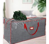Bolsa de almacenamiento para árbol de Navidad, duradera, transpirable, con asas y ruedas, gran capacidad, cremalleras dobles, organizador para árbol de Navidad a prueba de humedad L gris