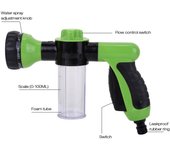 Pulverizador de espuma para jardín, manguera de agua, boquilla de espuma, pistola dispensadora de jabón para lavado de coches, mascotas, plantas de ducha verde
