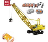 MOULD KING-juguetes técnicos de construcción para niños, grúa sobre orugas motorizada con aplicación RC, bloques de ensamblaje, regalos de Navidad para niños amarillo