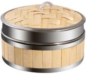 Vaporera trenzada de bambú con tapa, olla arrocera, rejilla para cocinar al vapor, cesta para albóndigas, olla de vapor, jaula, utensilios de cocina