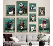 Lienzo con diseño de gato, tigre y papel higiénico, impresiones y pósteres para pared, para sala de estar, decoración del hogar, sin marco. 21*30cm No Frame