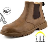 Nuevas botas de seguridad para hombre, zapatos de trabajo con puntera de acero, botas de trabajo a prueba de pinchazos, zapatillas de trabajo de talla grande, calzado para hombre 38 negro