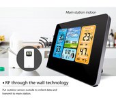 Termómetro inalámbrico para interiores y exteriores, estación meteorológica con reloj atómico, USB197FT(60M) Alta precisión