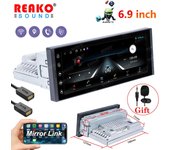 REAKOSOUND 1 Din 6,9 pulgadas Android 12 reproductor Multimedia para coche navegación GPS BT Wifi USB FM MirrorLink HD Audio para coche Radio Estéreo 2+32