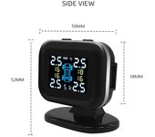 Sistema de supervisión de presión de neumáticos TPMS para coche, Mini detector de monitor de presión de neumáticos USB con 4 externos negro