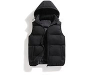 Chaleco acolchado con capucha de algodón para hombre, chaleco de invierno para hombre, informal, acolchado M negro