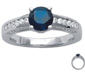Bague Argent 'Sissi' saphir blanc argenté (rhodié) - 6 mm 56 azul