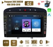 Reproductor de vídeo Multimedia 2 Din Android Radio para coche de 8 pulgadas para Peugeot 308 308SW 408 2010-2016 con botón perilla WiFi 1 + 32GB 1+32GB